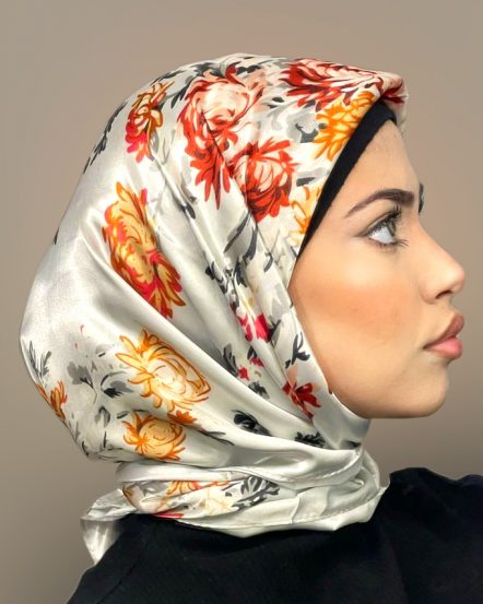 Serica Patterned Silk Square Feather Garden Hijab - Mink main image 1