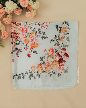 Silver Floral Square Hijab